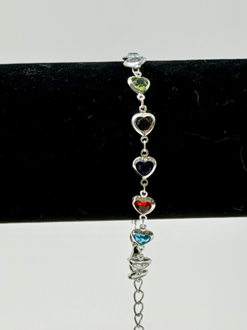 Multi-Color Heart Crystal Bracelet - Stainless Steel - Picture 3 of 3